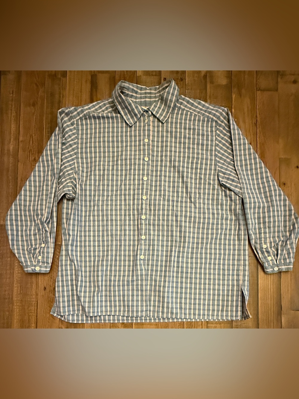 Elizabeth by Liz Claiborne Blue Plaid Long Sleeve Button-Up Shirt Women’s